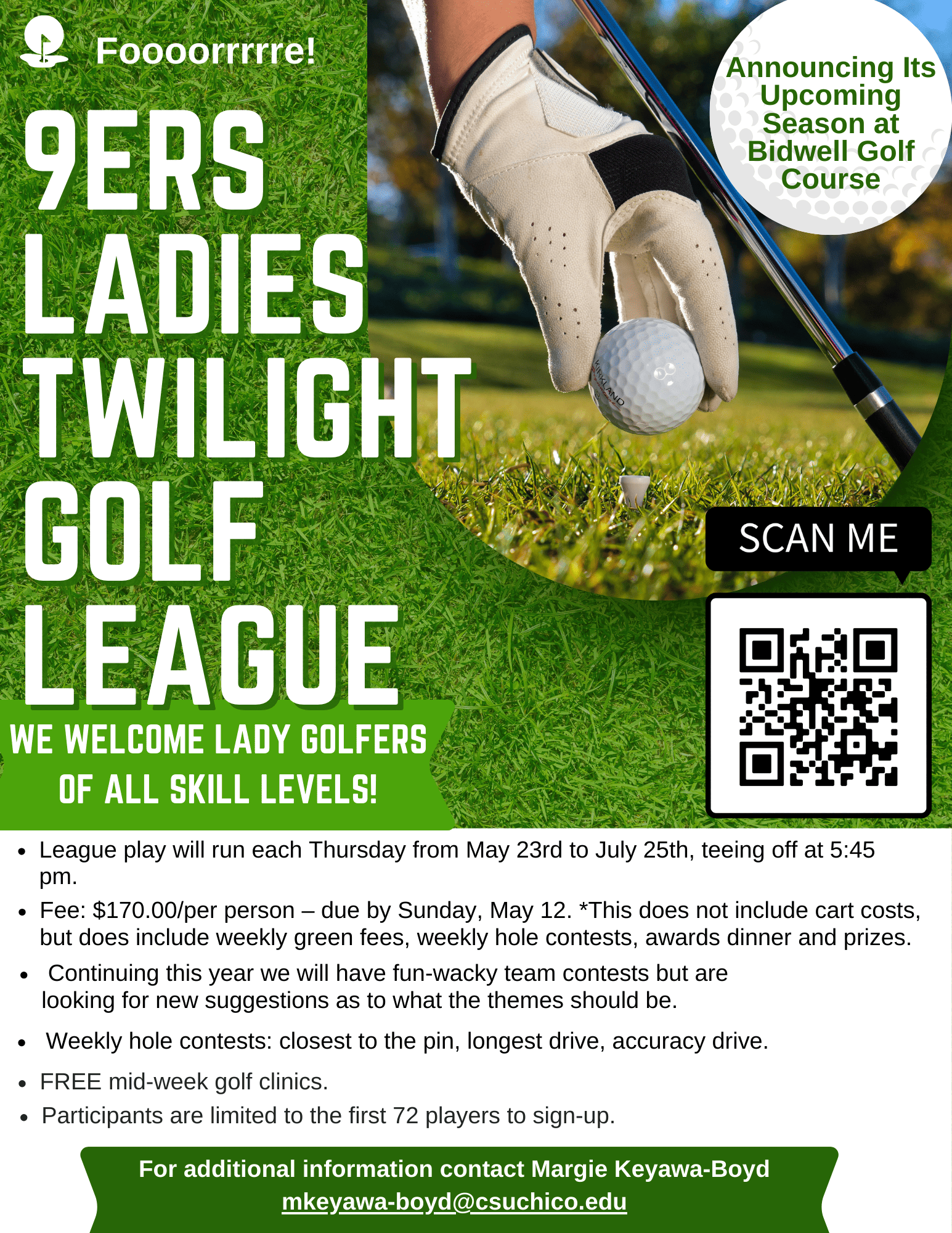 2024 Bidwell Park G.C. 9ers Ladies' League (Twilight) Event / Flyer